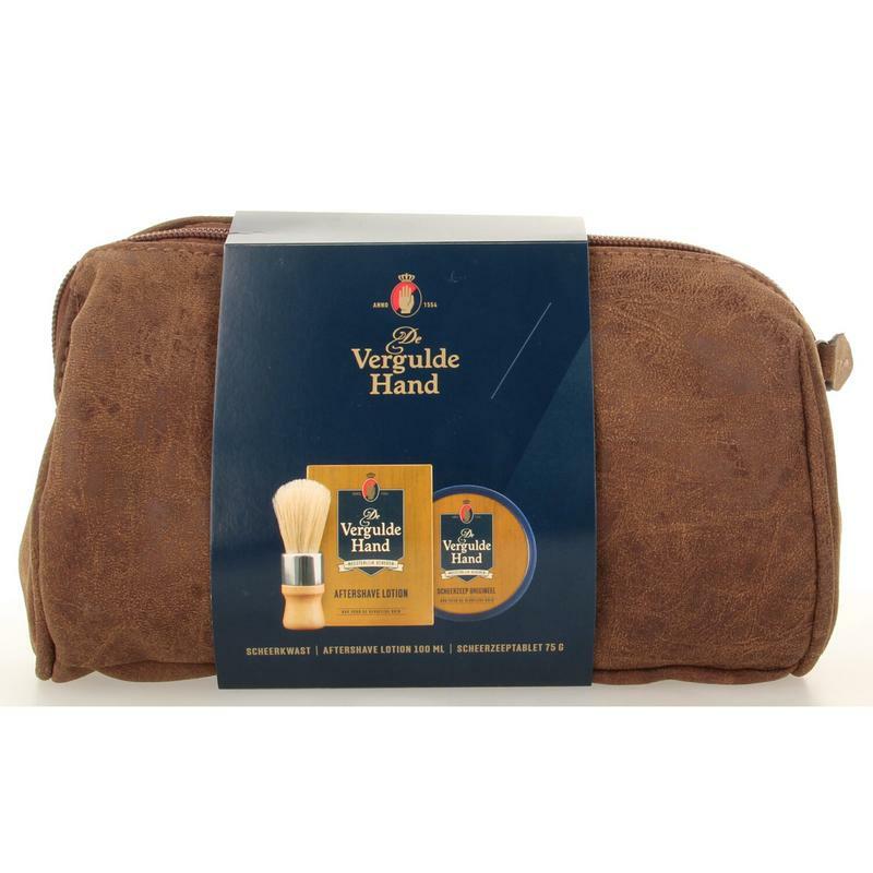 Vergulde Hand Cadeauset scheerzeep kwast lotion 1set