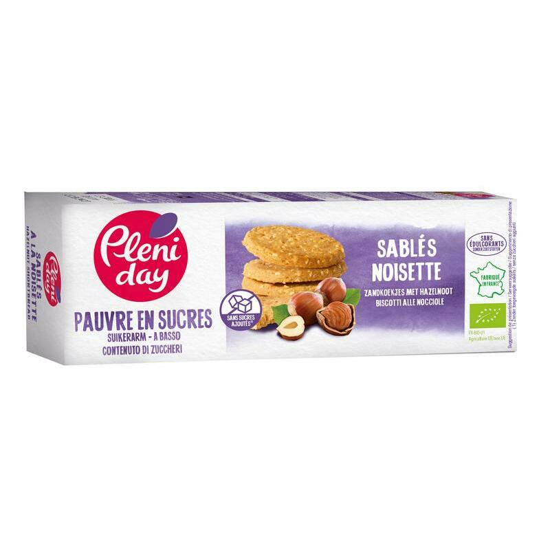 Pleniday Zandkoekjes met hazelnoot suikerarm bio 105g