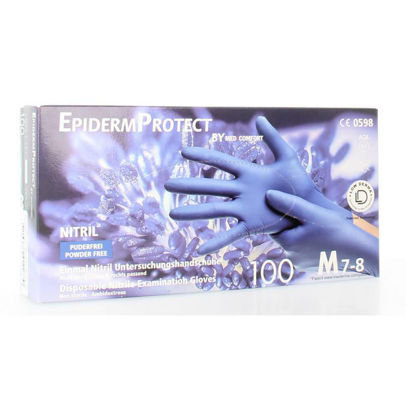 Epidermprotect Nitriel onderzoekhandschoen poedervrij M blauw 100st