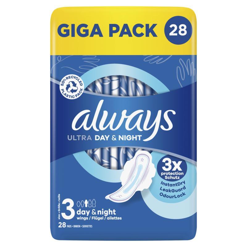 Always Maandverband ultra day & night (S3) vleugels 28st