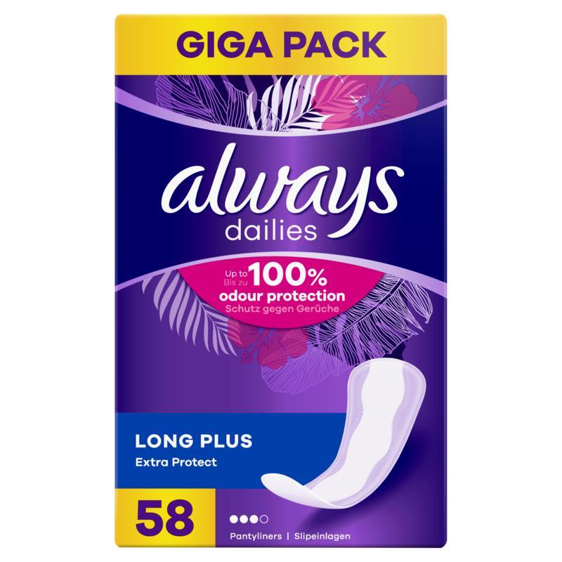 Always Dailies inlegkruisjes extra protect long plus 58st