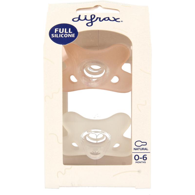 Difrax Siliconen fopspeen natural 0-6 maanden 2st