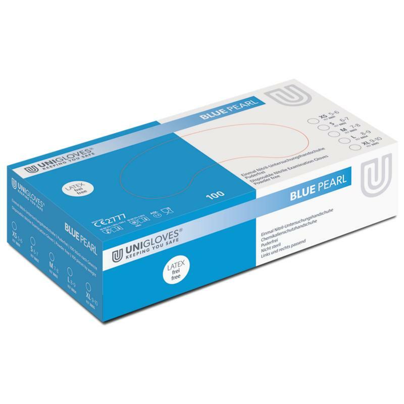 Unigloves Handschoenen pearl nitril blauw poedervrij XL 100st