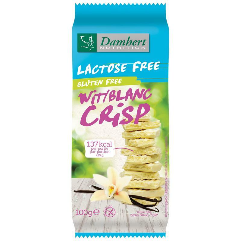 Damhert Witte chocoladetablet crisp gluten- en lactosevrij 100g
