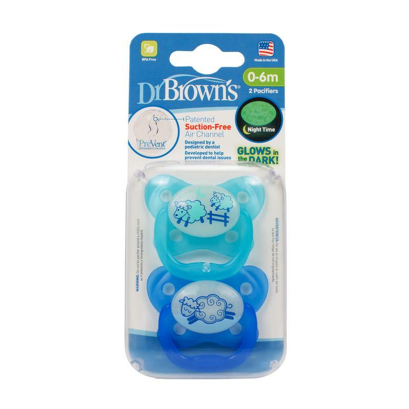 Dr Brown s Fopspeen Fase 1 Blauw Glow In The Dark Duo 2st