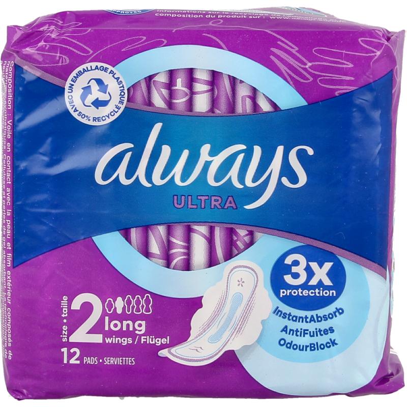 Always Maandverband ultra long (S2) vleugels 12st