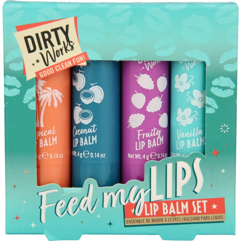 Dirty Works Feed my lips lipbalm set 4 stuks 1set