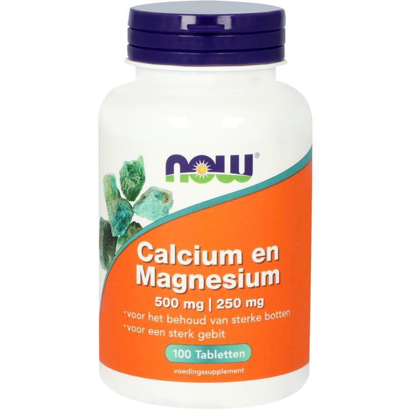NOW Calcium 500 mg en magnesium 250 mg 100tb