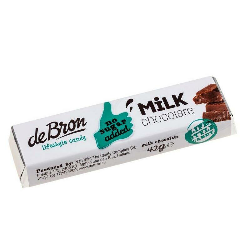 De Bron Chocolade melk reep suikervrij 42g