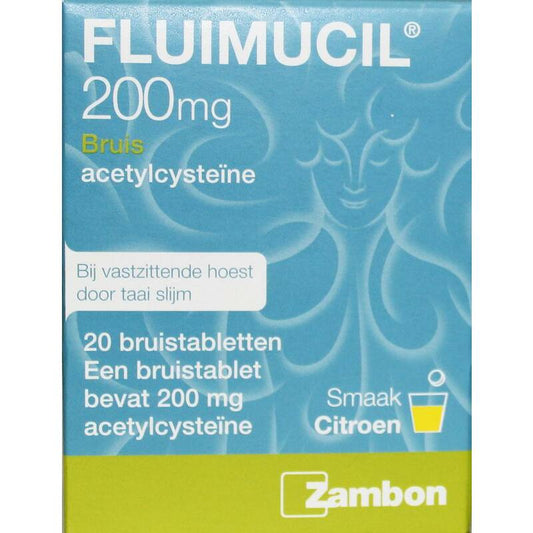 Fluimucil 200 mg suikervrij 20brt