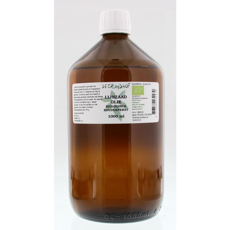 Cruydhof Lijnzaadolie koudgeperst bio 1000ml