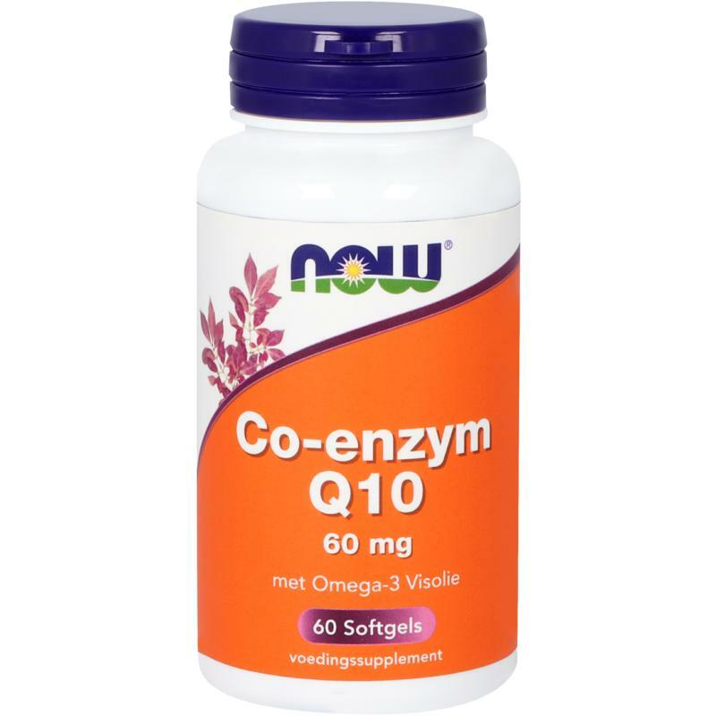 NOW Co-enzym Q10 60 mg met omega-3 visolie 60sft