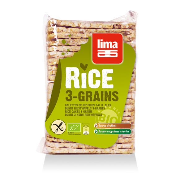 Lima Rijstwafels recht dun 3 granen bio 130g