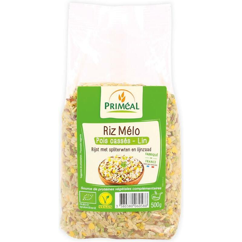 Primeal Rijst met spliterwten en lijnzaad bio 500g