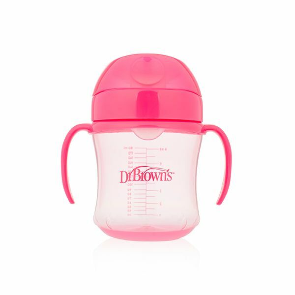 Dr Brown's Drinkbeker roze 180 ml zachte tuit 1st