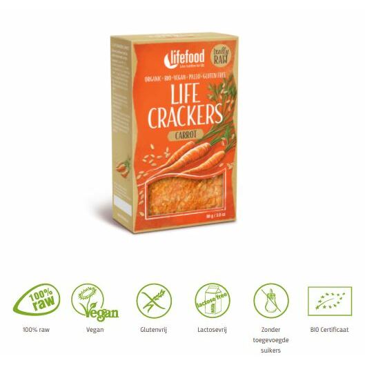 Lifefood Life crackers wortel bio 80g