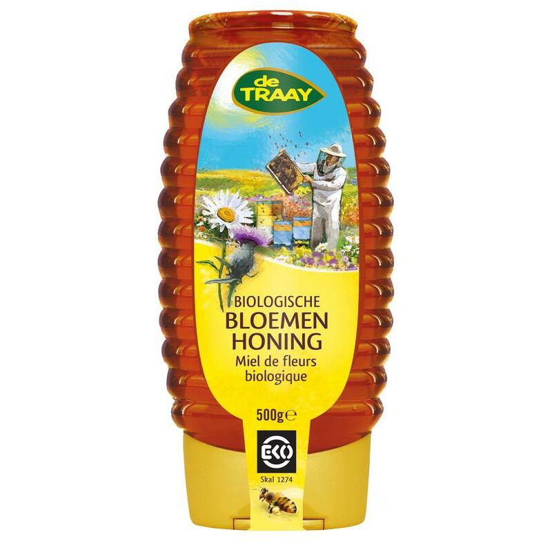 Traay Bloemenhoning vloeibaar knijpfles bio 500g