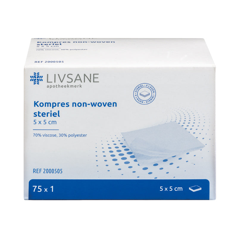 Livsane Kompres non woven steriel 5 x 5 cm 75st