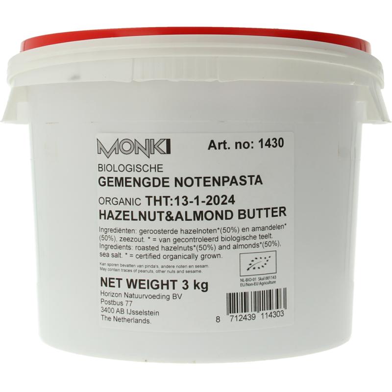 Monki Gemengde notenpasta met zout eko bio 3kg