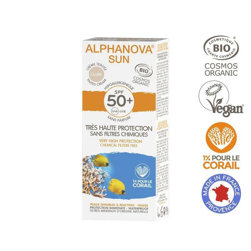 Alphanova Sun Sun getinte zonnebrand SPF50 tegen zonne-allergie 50g