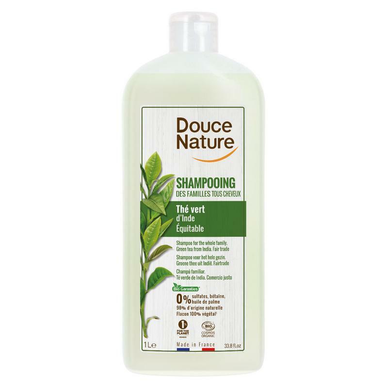 Douce Nature Shampoo glanzend haar met groene thee familie bio 1000ml