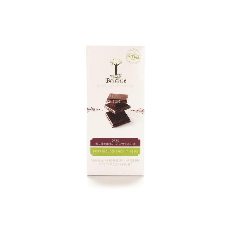 Balance Choco stevia tablet puur bosbes 85g