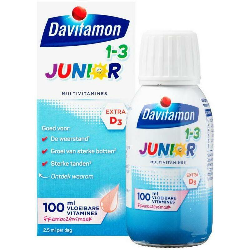 Davitamon Junior 1+ vloeibare vitamines framboos 100ml