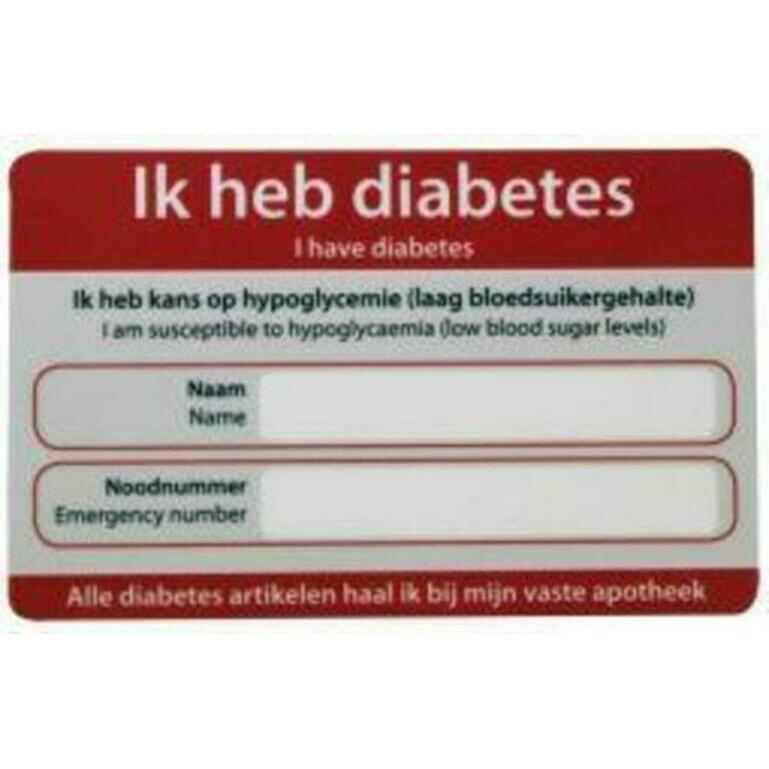 Zorgtotaal Diabetes noodkaart 10st
