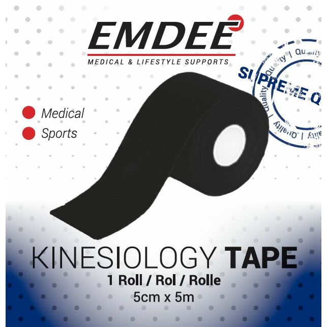Emdee Kinesio tape zwart non cut 1rol