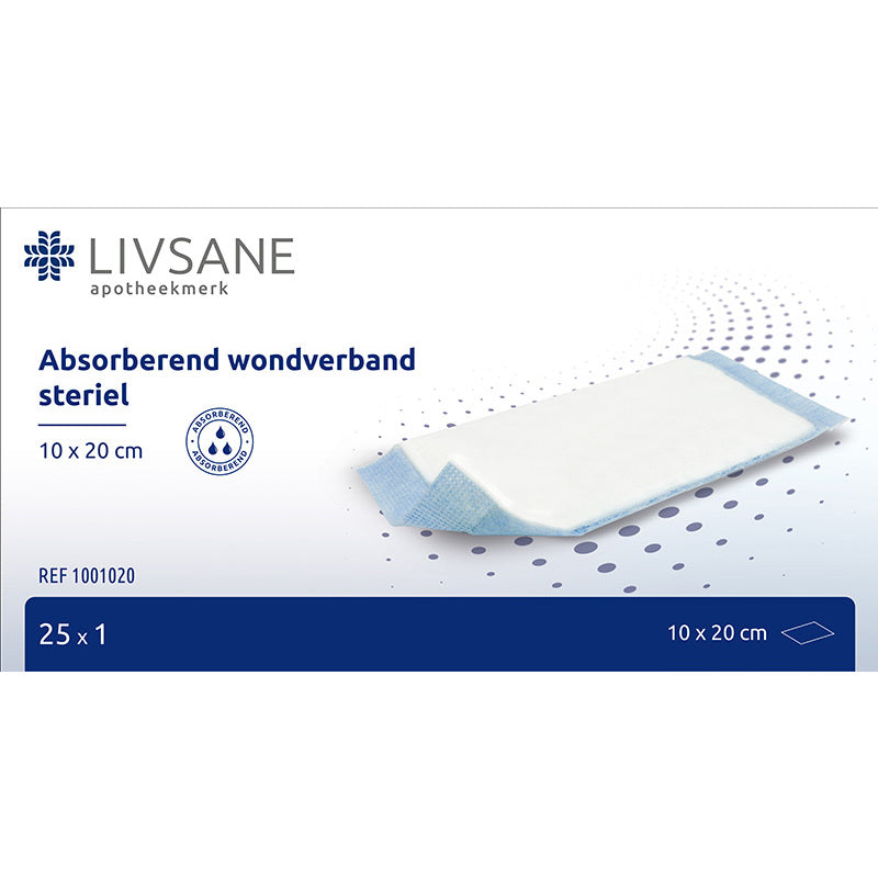 Livsane Absorberend verband 10 x 20 cm steriel 25st