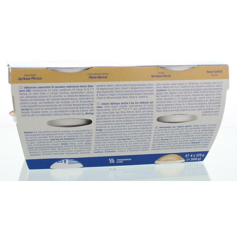 Fresubin Yocreme abrikoos/perzik 125 gram 4x125g