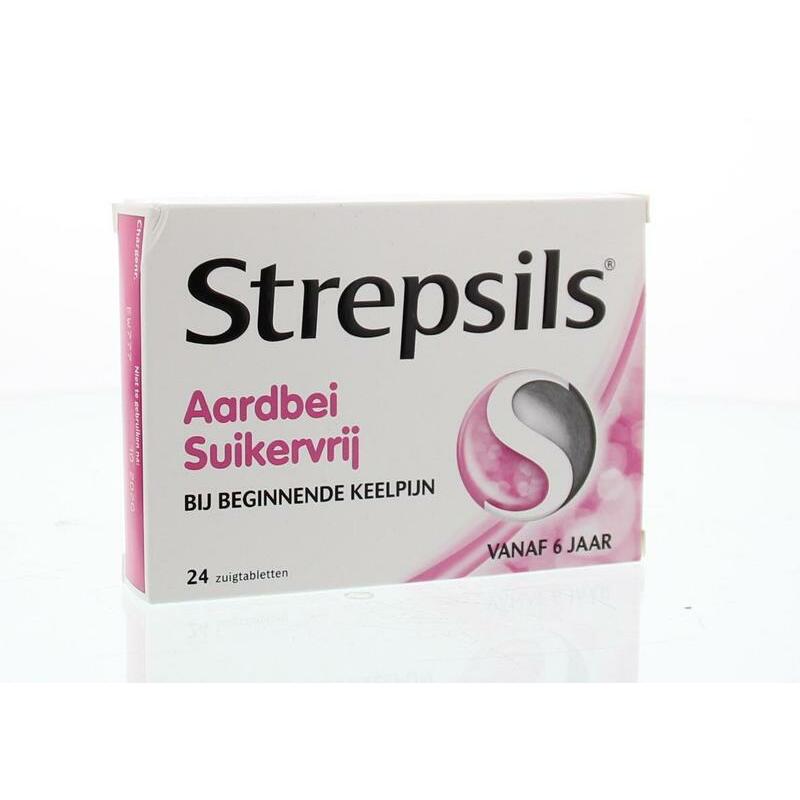 Strepsils Aardbei suikervrij 24zt