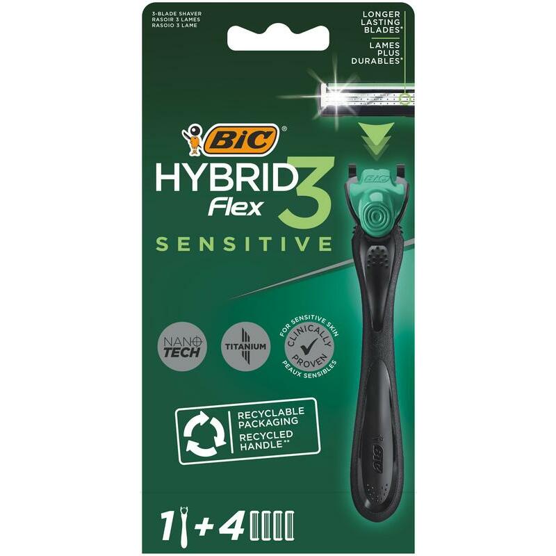 BIC Flex 3 hybrid shaver sensitive leaf bl 4 4st
