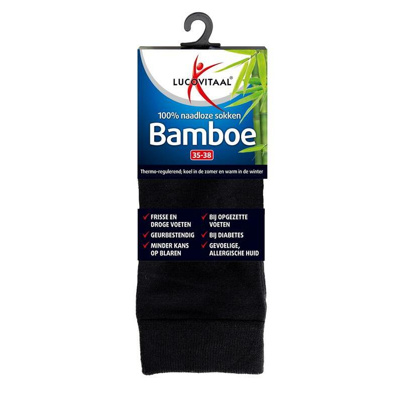 Lucovitaal Bamboe sok lang zwart 35-38 1paar