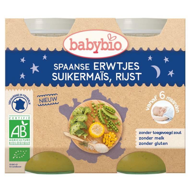 Babybio Groenten erwten mais rijst 200 gram bio 2x200g