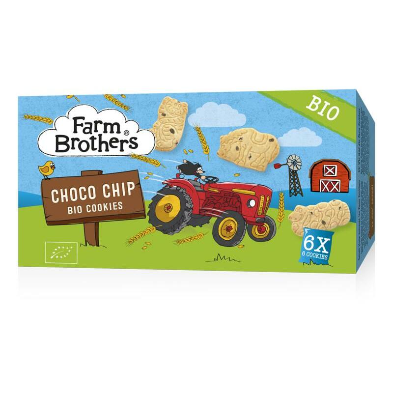 Farm Brothers Kids chocolate chip cookies 6 x uitdeelzakjes bio 102g