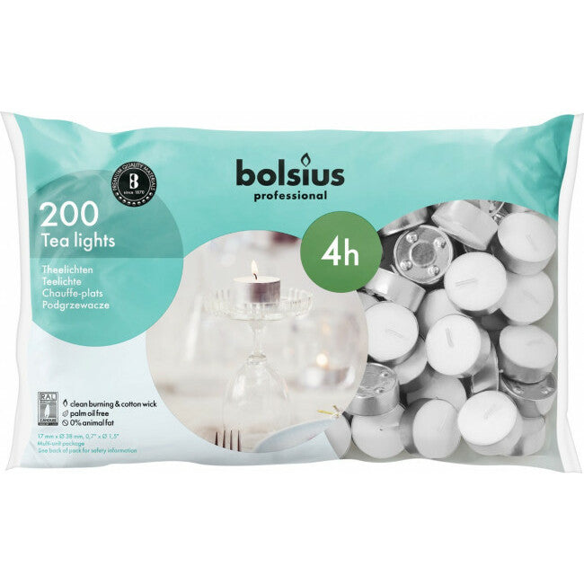 Bolsius Theelicht 16/38 wit 200st