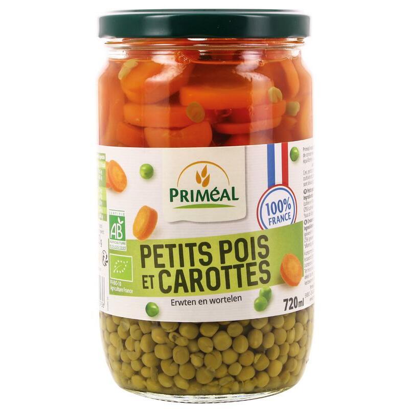 Primeal Doperwten en wortelschijfjes bio 720ml