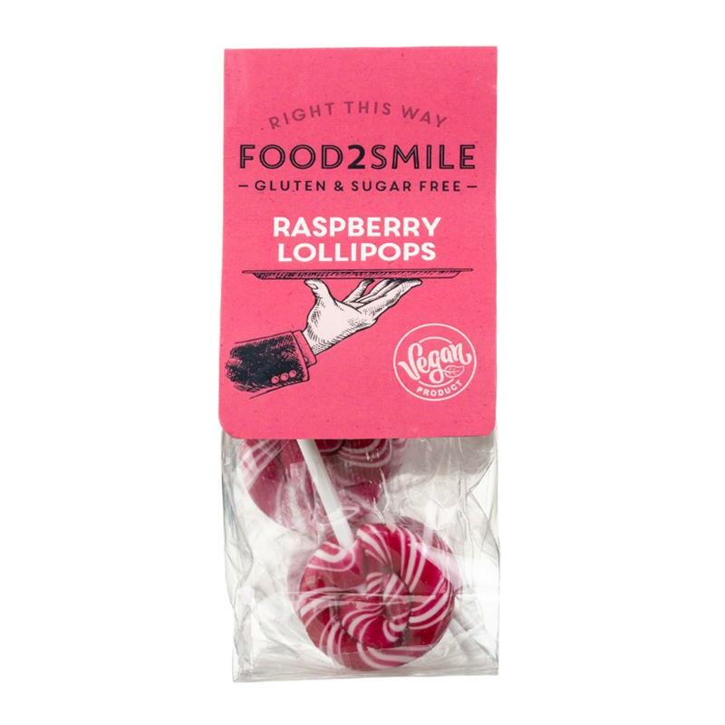 Food2Smile Raspberry lollipops suiker- gluten- lactosevrij 5st