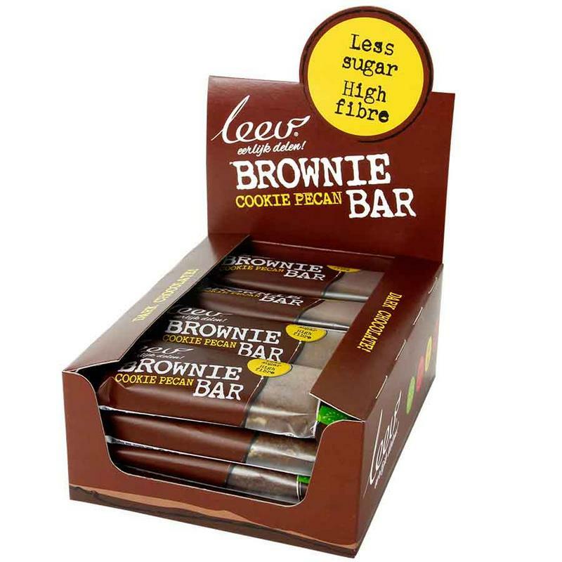 Leev Cookiebar brownie pecan & granen 35 gram bio 16x35g