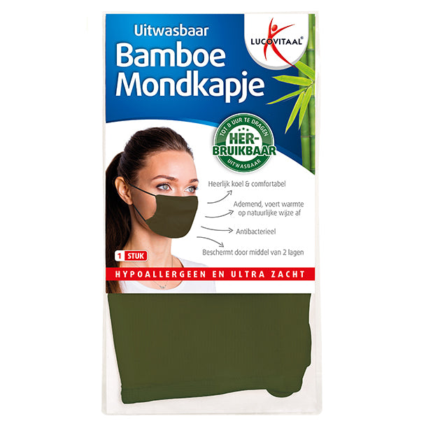 Lucovitaal Bamboe mondkapje groen 1st