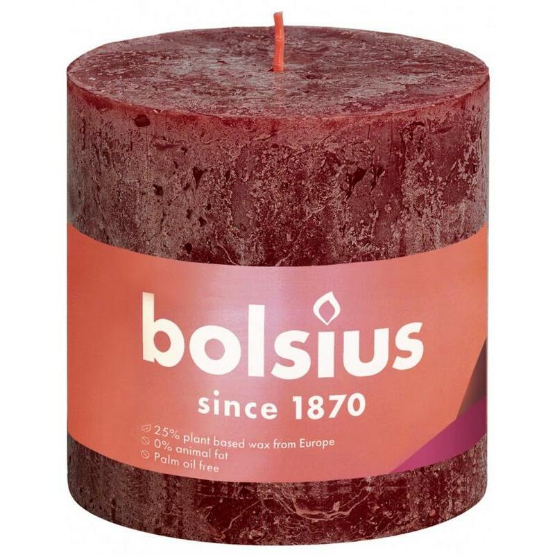 Bolsius Rustiek stompkaars shine 100/100 velvet red 1st