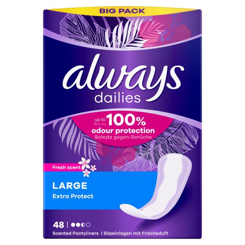 Always Dailies inlegkruisjes fresh extra protect large 48st