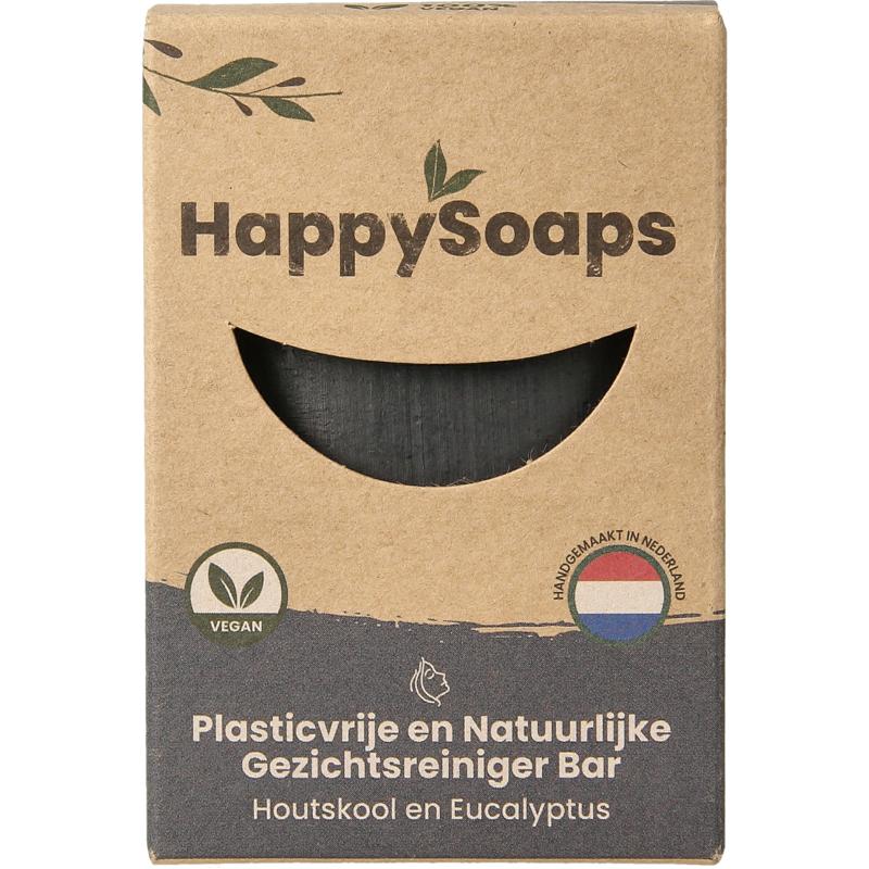 Happysoaps Gezichtreiniger bar houtskool en eucalyptus 70g