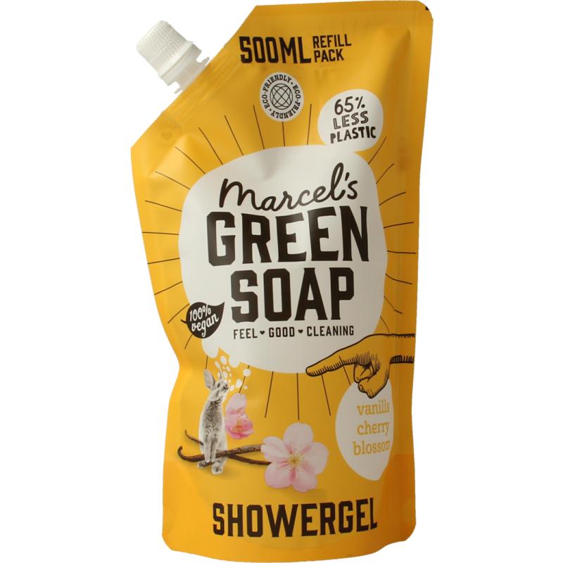 Marcel's GR Soap Shower gel vanilla & cherry blossom navulling 500ml