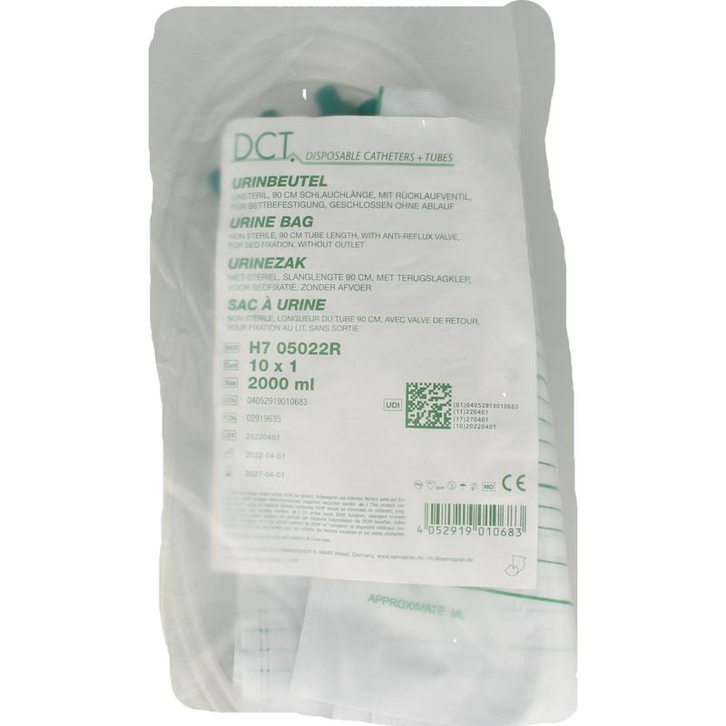 DCT Urinebedzak 2 liter met slang van 90cm 10st