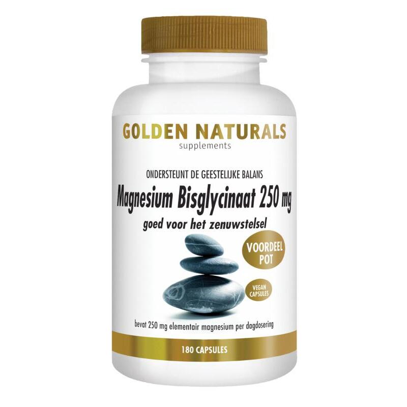 Golden Naturals Magnesium bisglycinaat 250mg 180vc