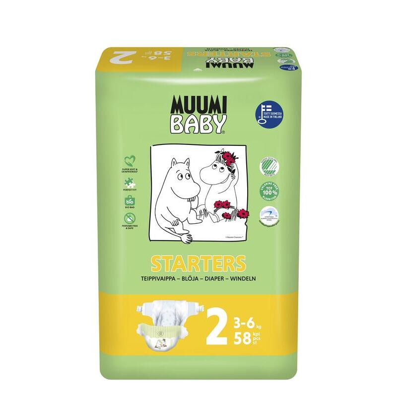 Muumi Baby Eco luiers maat 2 mini 3-6kg 58st