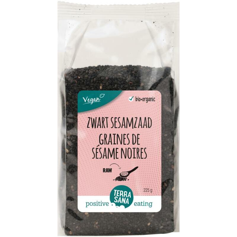 Terrasana RAW sesamzaad zwart ongepeld bio 225g