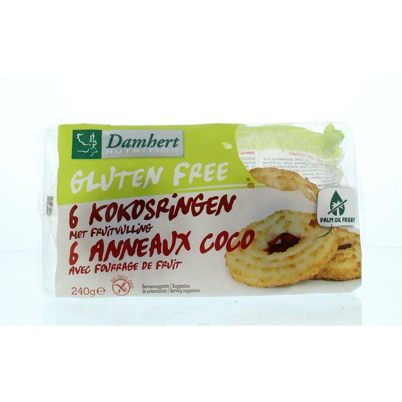 Damhert Kokosringen fruitvulling glutenvrij 240g